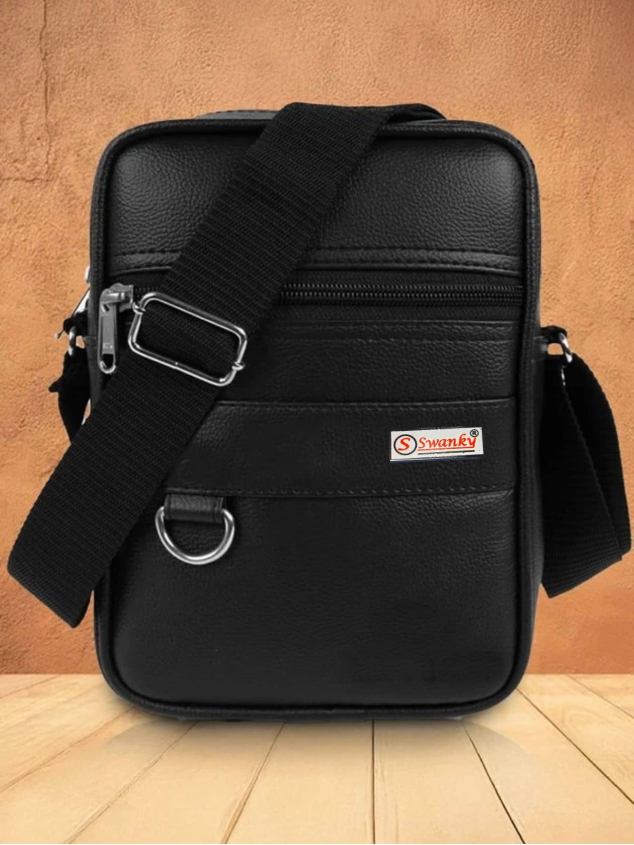 Swanky 15 Ltrs Black Sling Bag for Unisex