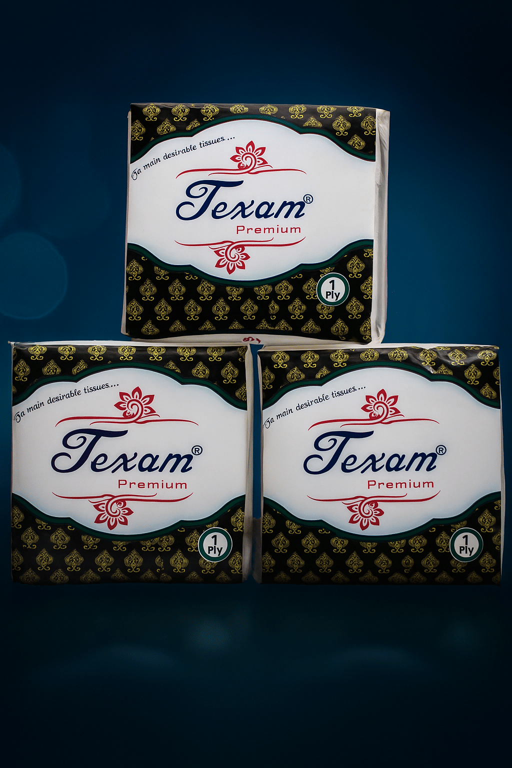 Texam Premium Tissue Paper Napkin 1 Ply | 100 Pulls, Pack of 3, 23x23 cm | Naturally White | Cocktail Napkin, Super Strong & More Absorbent | Extra Soft | Best for Kitchen Use and Serving