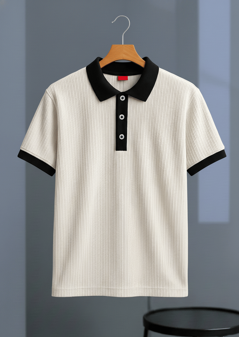     			Try This Men Cotton Blend Regular Fit Colorblock Polo T Shirt ( White )