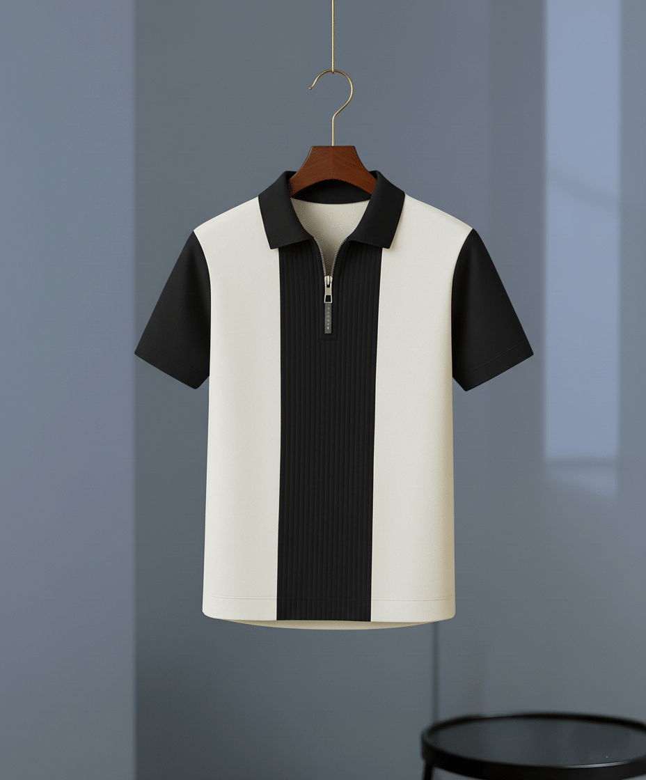     			Try This Men Cotton Blend Regular Fit Colorblock Polo T Shirt ( White )