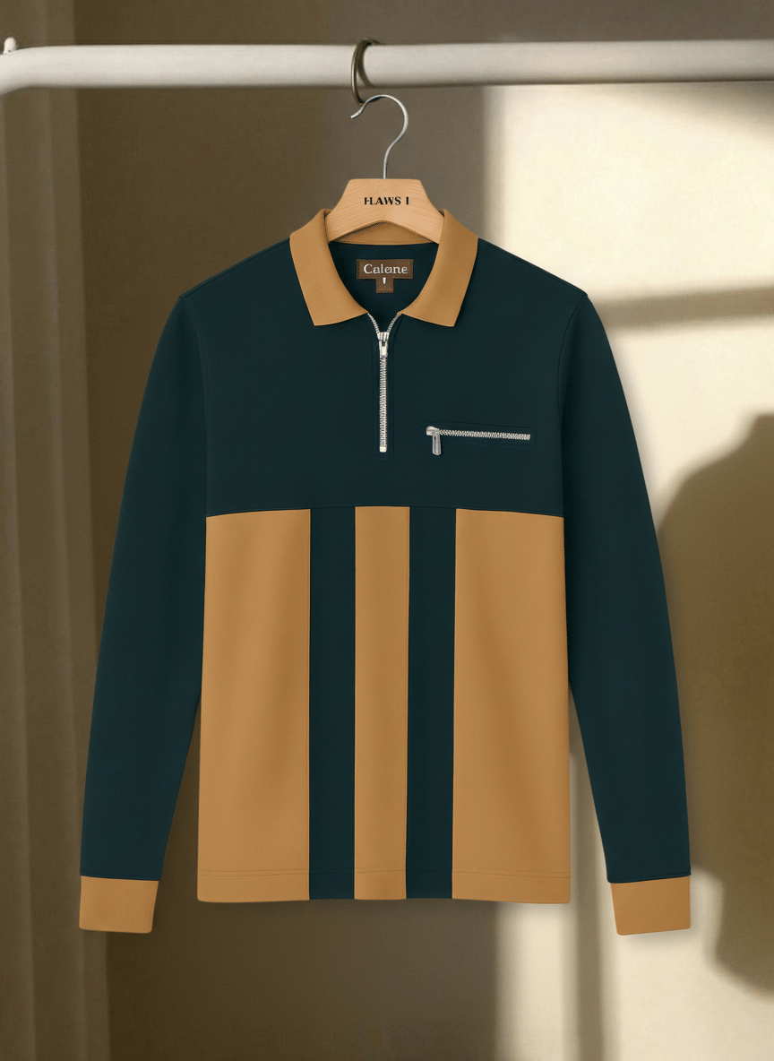     			Try This Men Cotton Blend Regular Fit Colorblock Polo T Shirt ( Green )