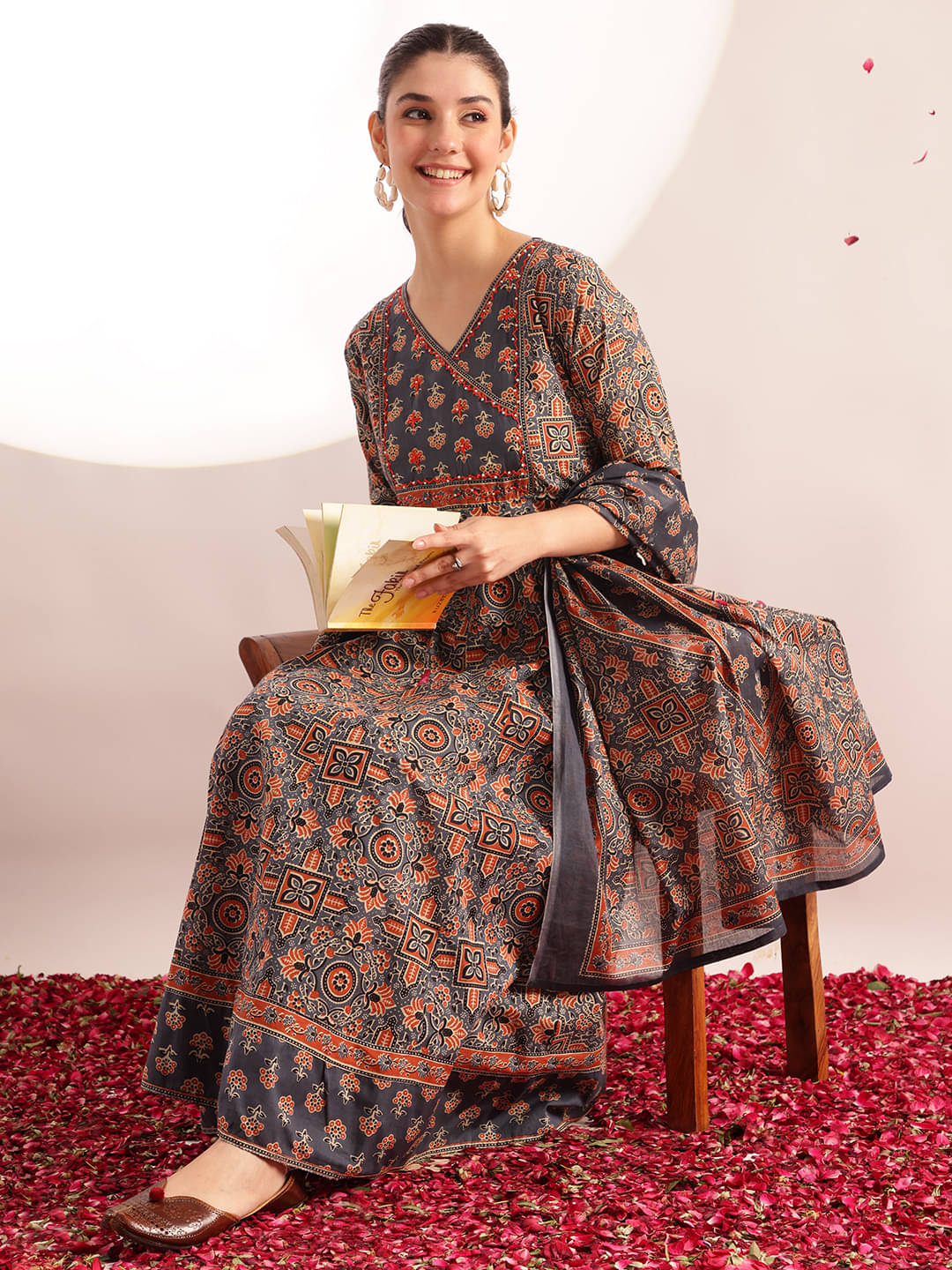 Vbuyz Women Cotton Embellished Anarkali Kurti With Pants ( Aqua Blue ) Vbuyz Women Cotton Embellished Anarkali Kurti With Pants ( Aqua Blue )