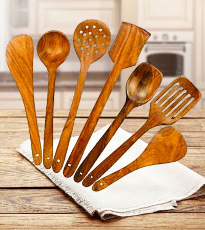 VillWin Wooden Serving & Cooking Spoon Set of 7, Handmade Wooden Spatula Set for Cooking, Non Stick Kitchen Tools, Turner, Ladle, Pasta & Frying Spoon, Natural Cookware VillWin Wooden Serving & Cooking Spoon Set of 7, Handmade Wooden Spatula Set for Cooking, Non Stick Kitchen Tools, Turner, Ladle, Pasta & Frying Spoon, Natural Cookware