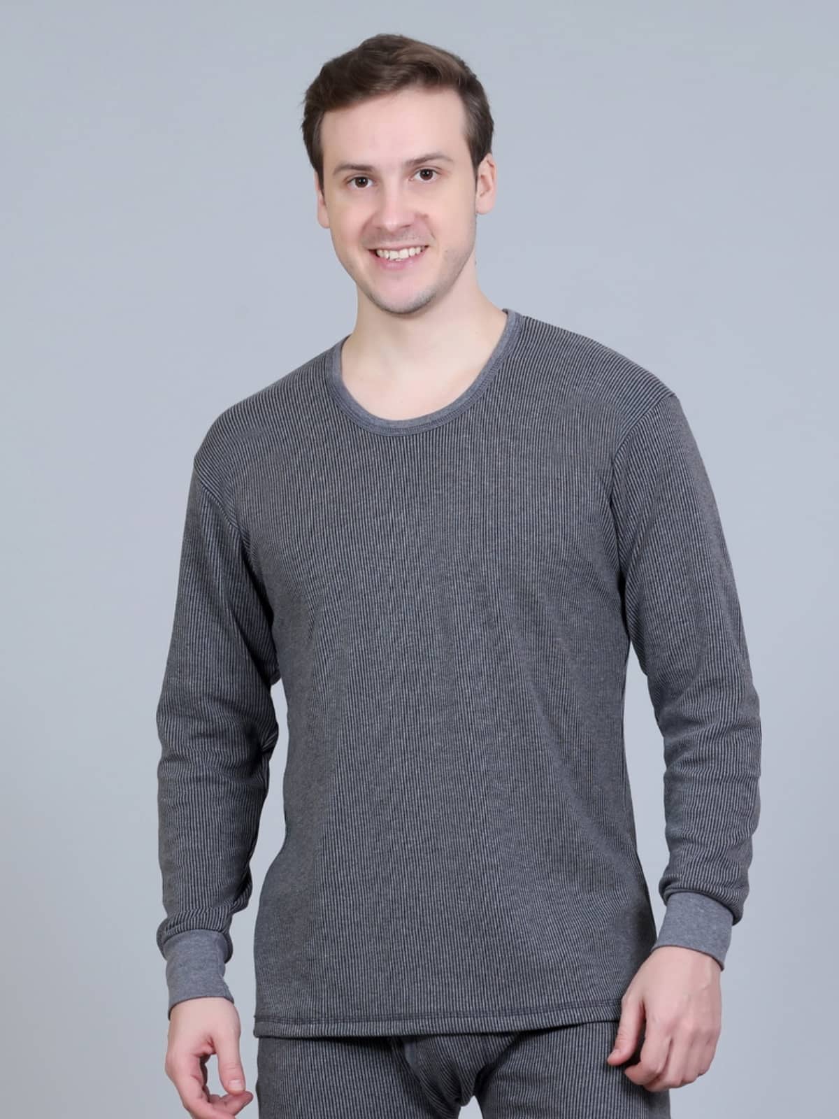 Zeffit Pack of 1 Cotton Blend Thermal Tops For Men's ( Grey )