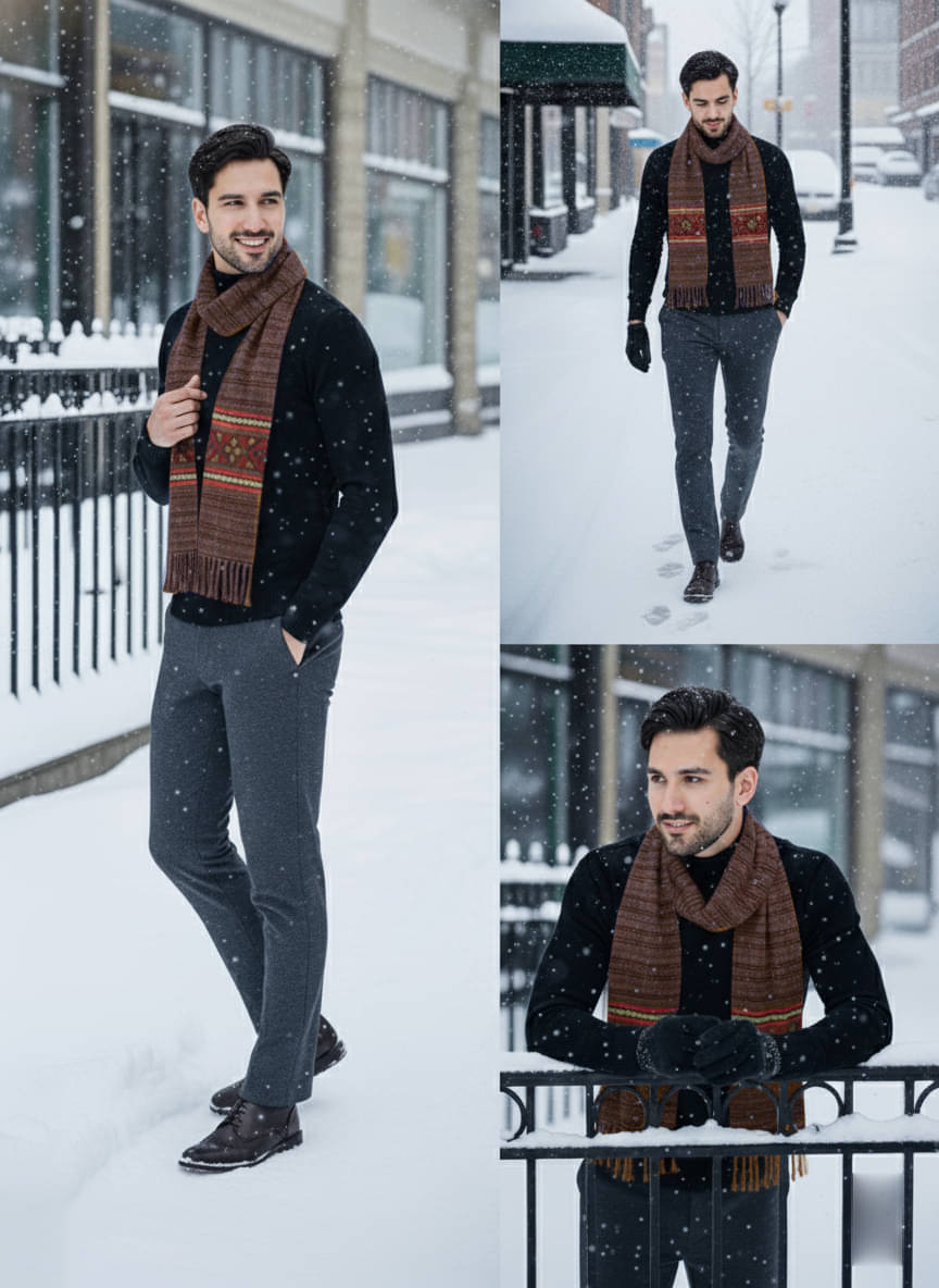     			nikline Brown Woolen Men's Shawls ( Pack of 1 )