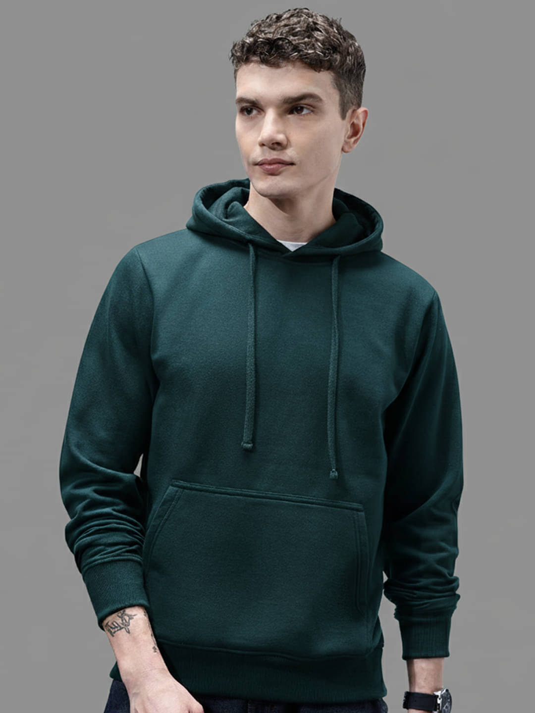 ADORATE Cotton Blend Hooded Men's Sweatshirt - Green ( Pack of 1 ) ADORATE Cotton Blend Hooded Men's Sweatshirt - Green ( Pack of 1 )