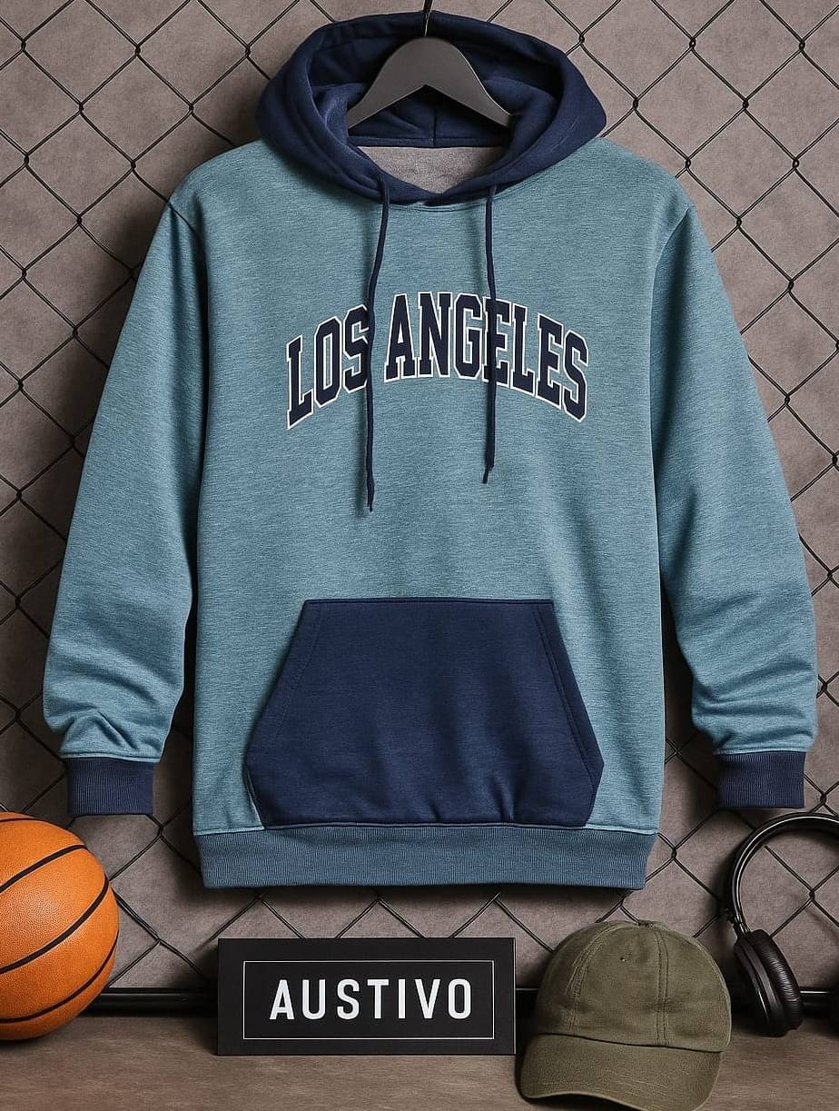     			AUSTIVO Cotton Blend Hooded Men's Sweatshirt - Teal ( Pack of 1 )