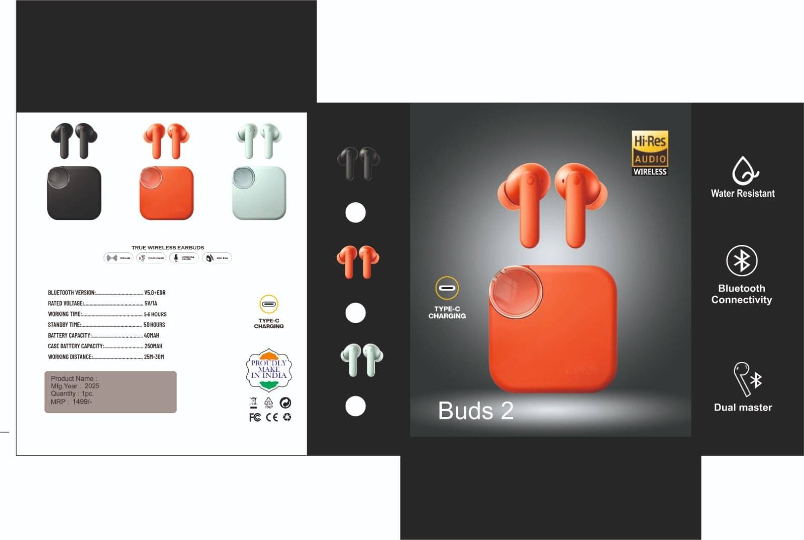     			AVYA Buds 2 Wireless Earbuds Compatible with CMF 48 dB Hybrid ANC, 55 Hours Battery Life, 11 mm PMI Driver, 6 HD Microphones and Spatial Audio, IP55 Waterproof