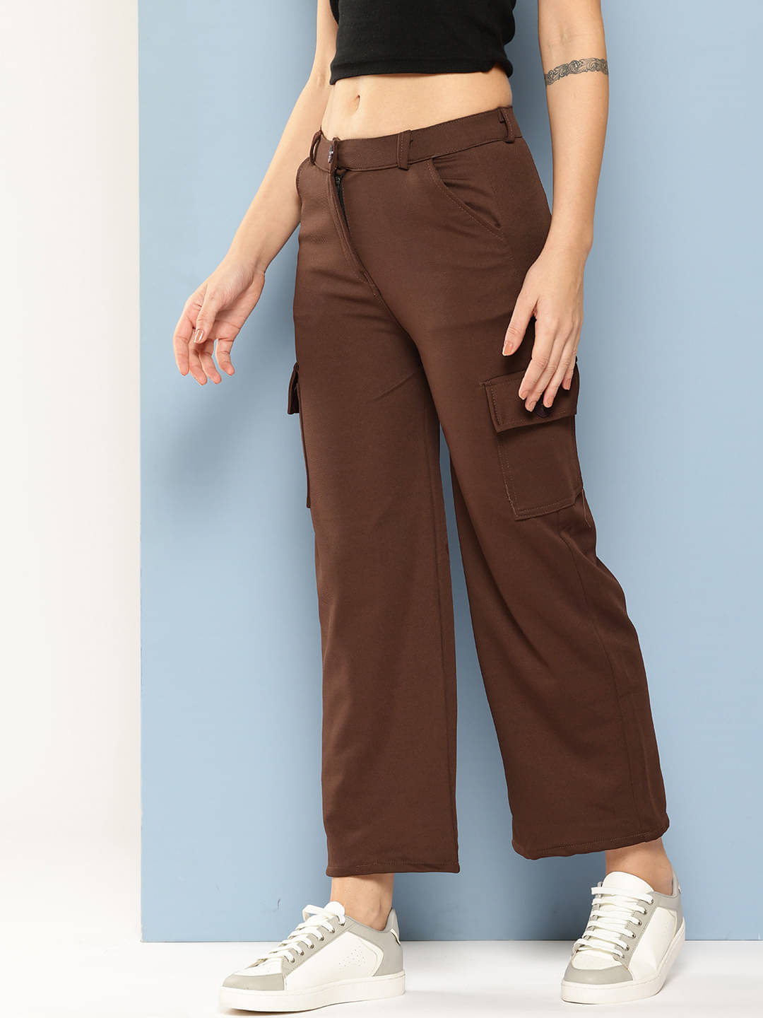     			Aarika Women Nylon Casual Trousers ( Brown )