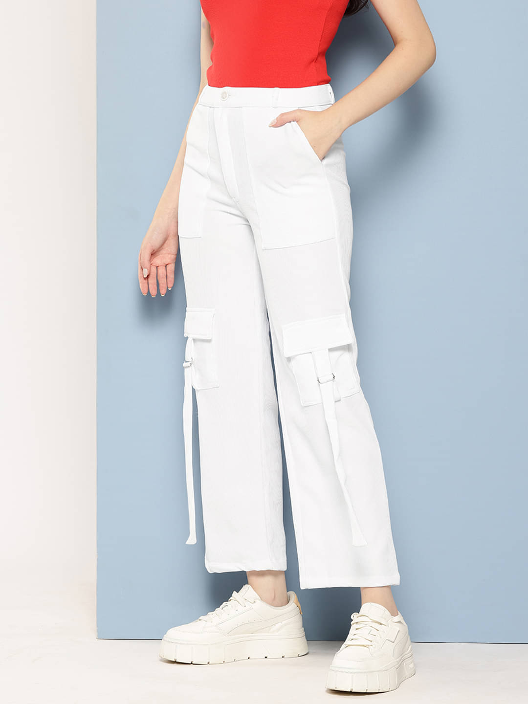     			Aarika Women Nylon Casual Trousers ( White )
