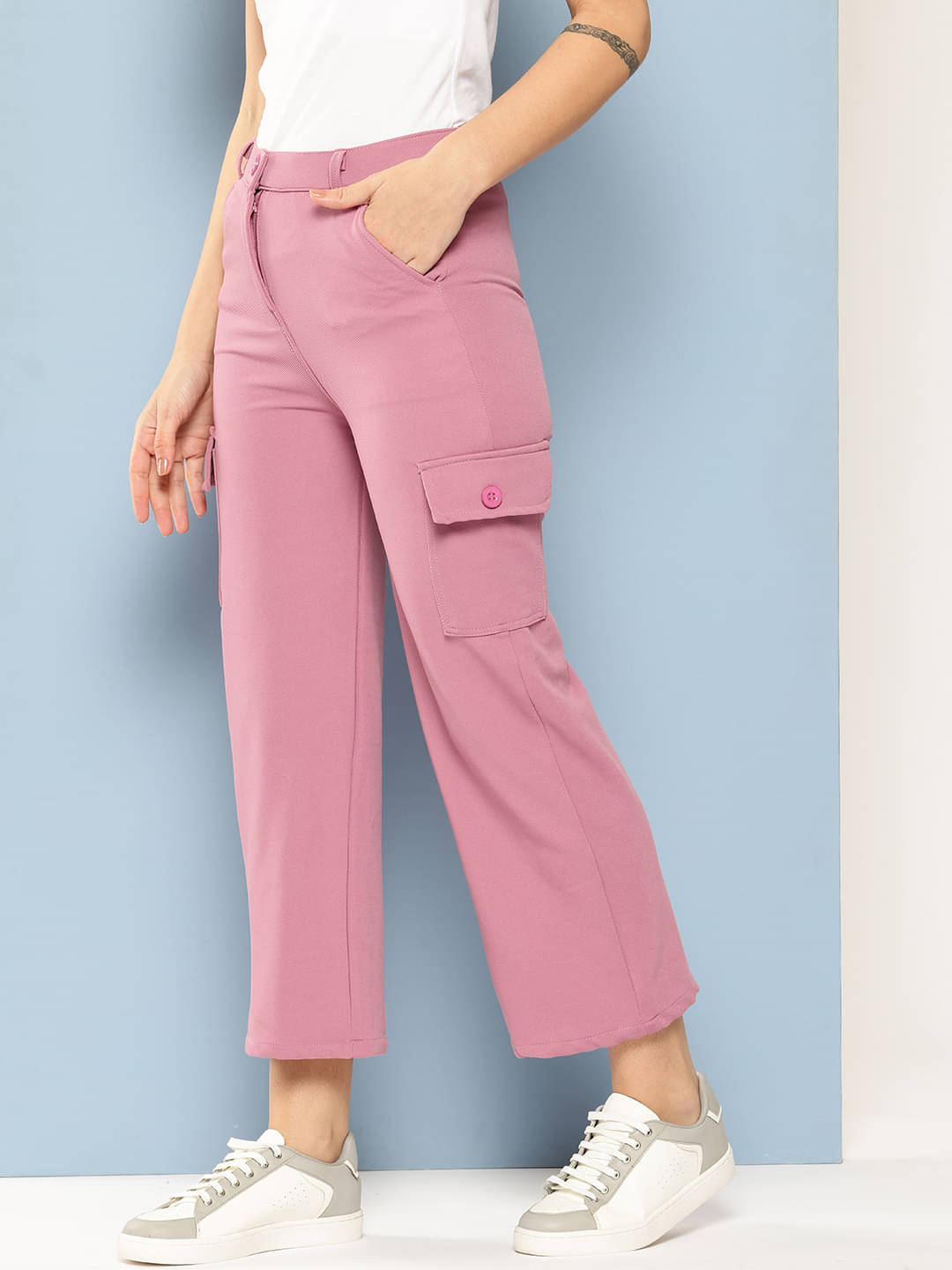     			Aarika Women Nylon Casual Trousers ( Pink )