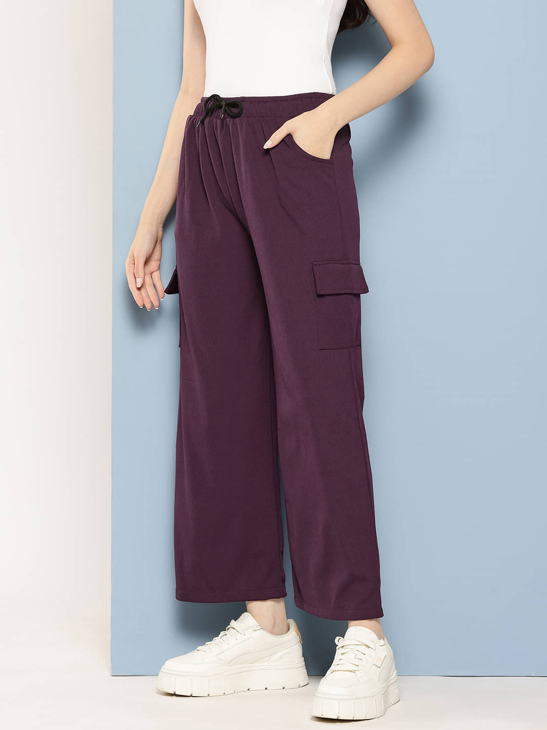     			Aarika Women Nylon Casual Trousers ( Wine )