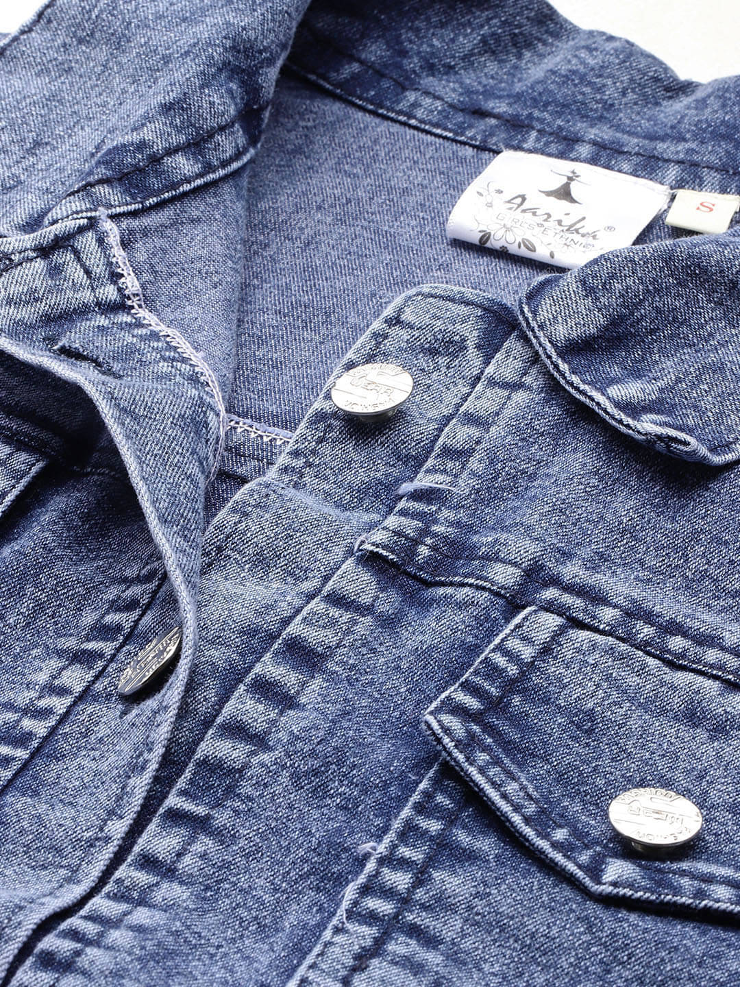     			Aarika Women Shirt Collar Denim Jacket ( Navy Blue )