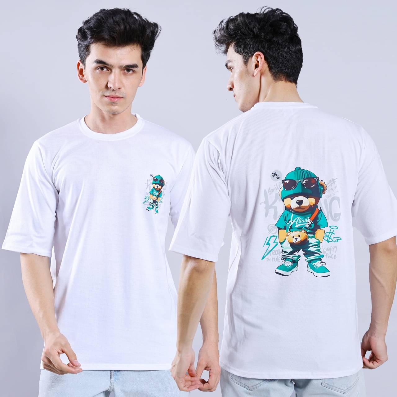 Ashish Men 100% Cotton Oversized Fit Printed T-Shirt ( White ) Ashish Men 100% Cotton Oversized Fit Printed T-Shirt ( White )