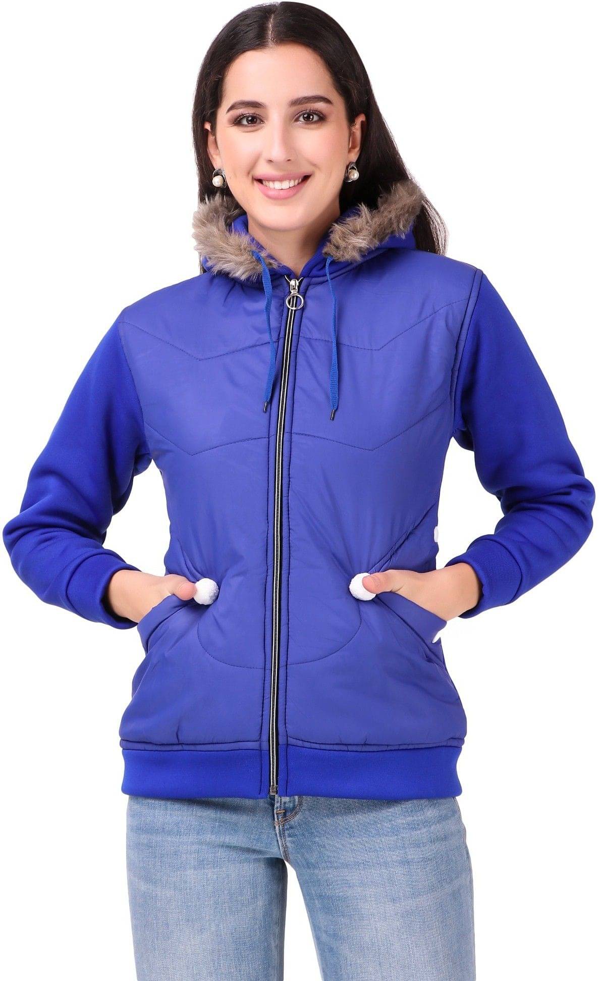 BLUSHH COLLECTION Women Hooded Regular Jacket ( Blue ) BLUSHH COLLECTION Women Hooded Regular Jacket ( Blue )