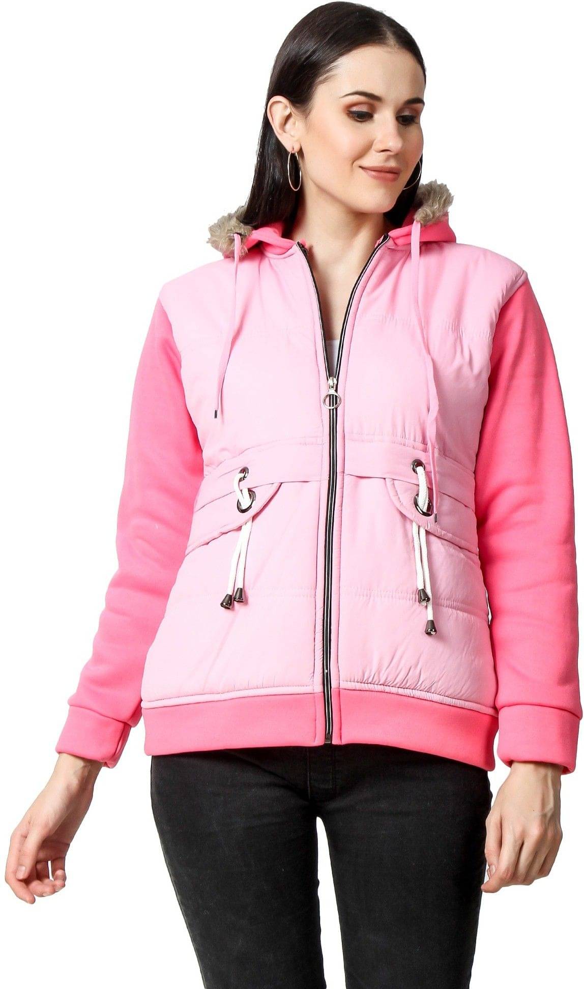     			BLUSHH COLLECTION Women Hooded Regular Jacket ( Pink )