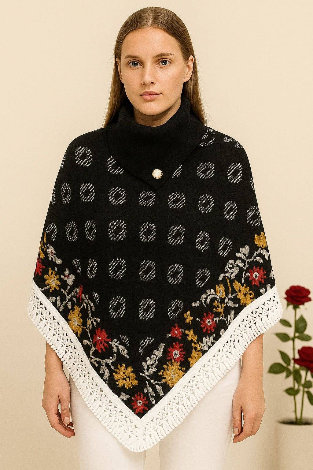     			BLUSHH COLLECTION Women Woollen Poncho ( Multicolor 3 )