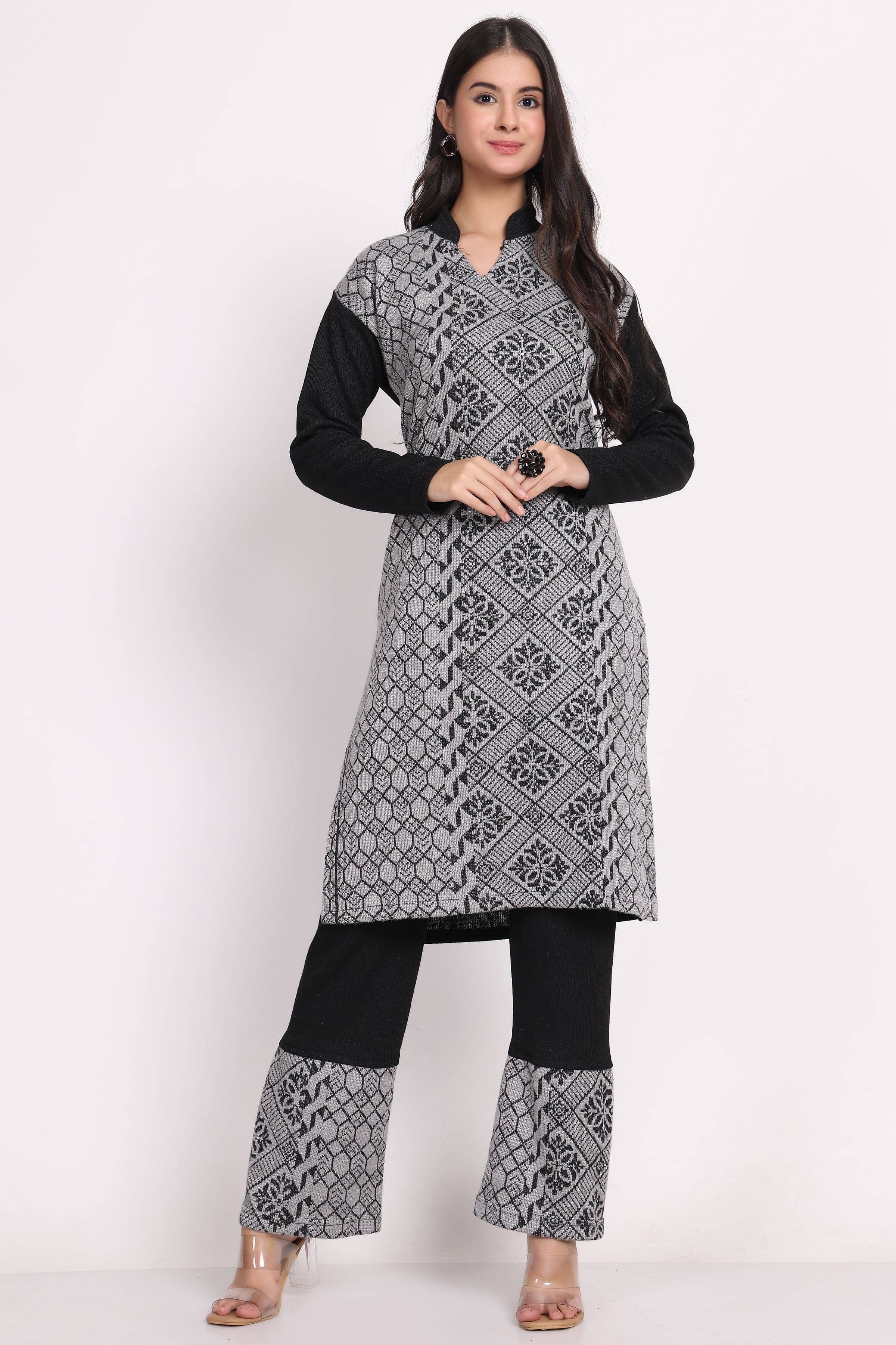     			BLUSHH COLLECTION Women Woollen Printed Straight Kurti With Palazzo ( Multicolor 1 )