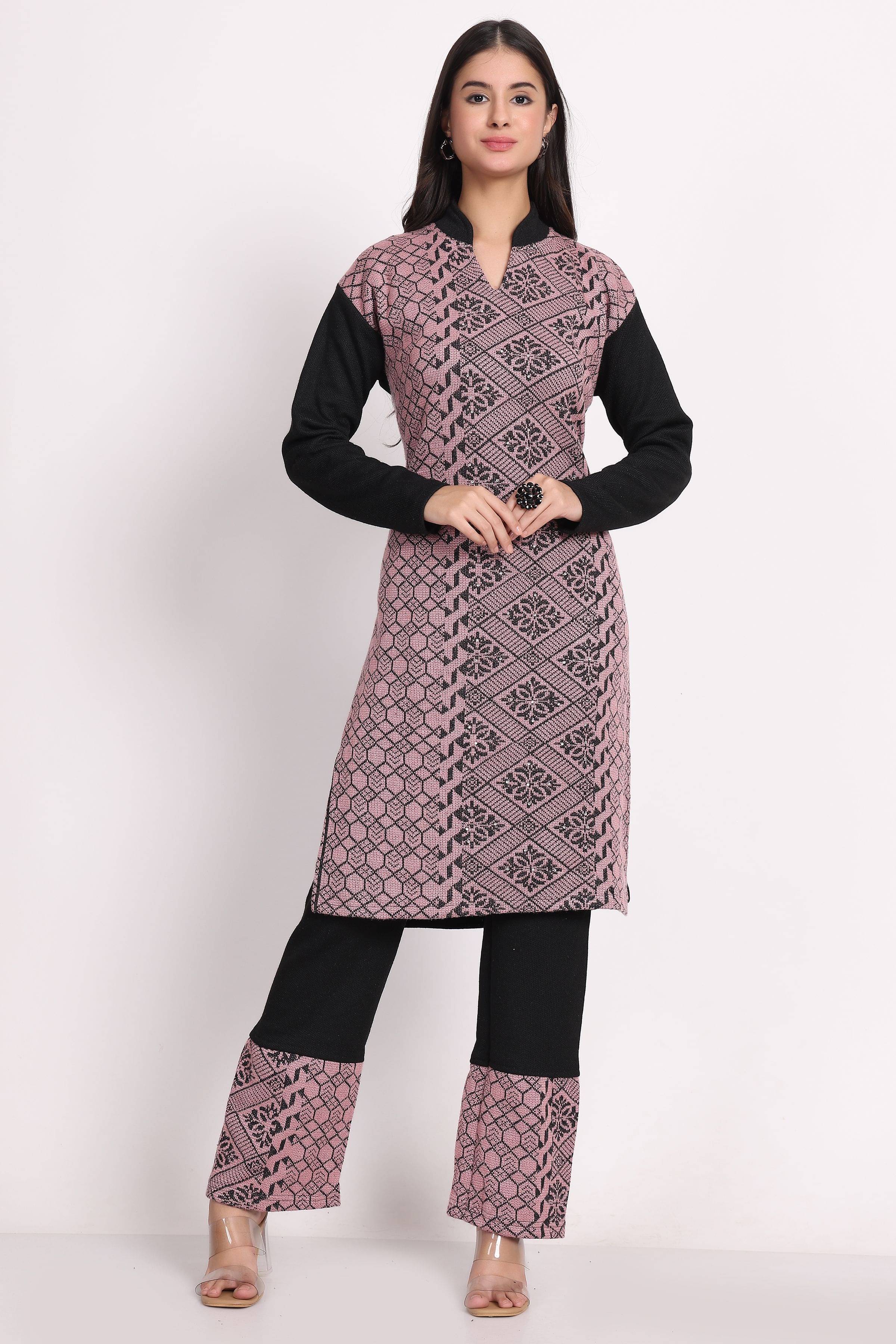     			BLUSHH COLLECTION Women Woollen Printed Straight Kurti With Palazzo ( Multicolor 2 )