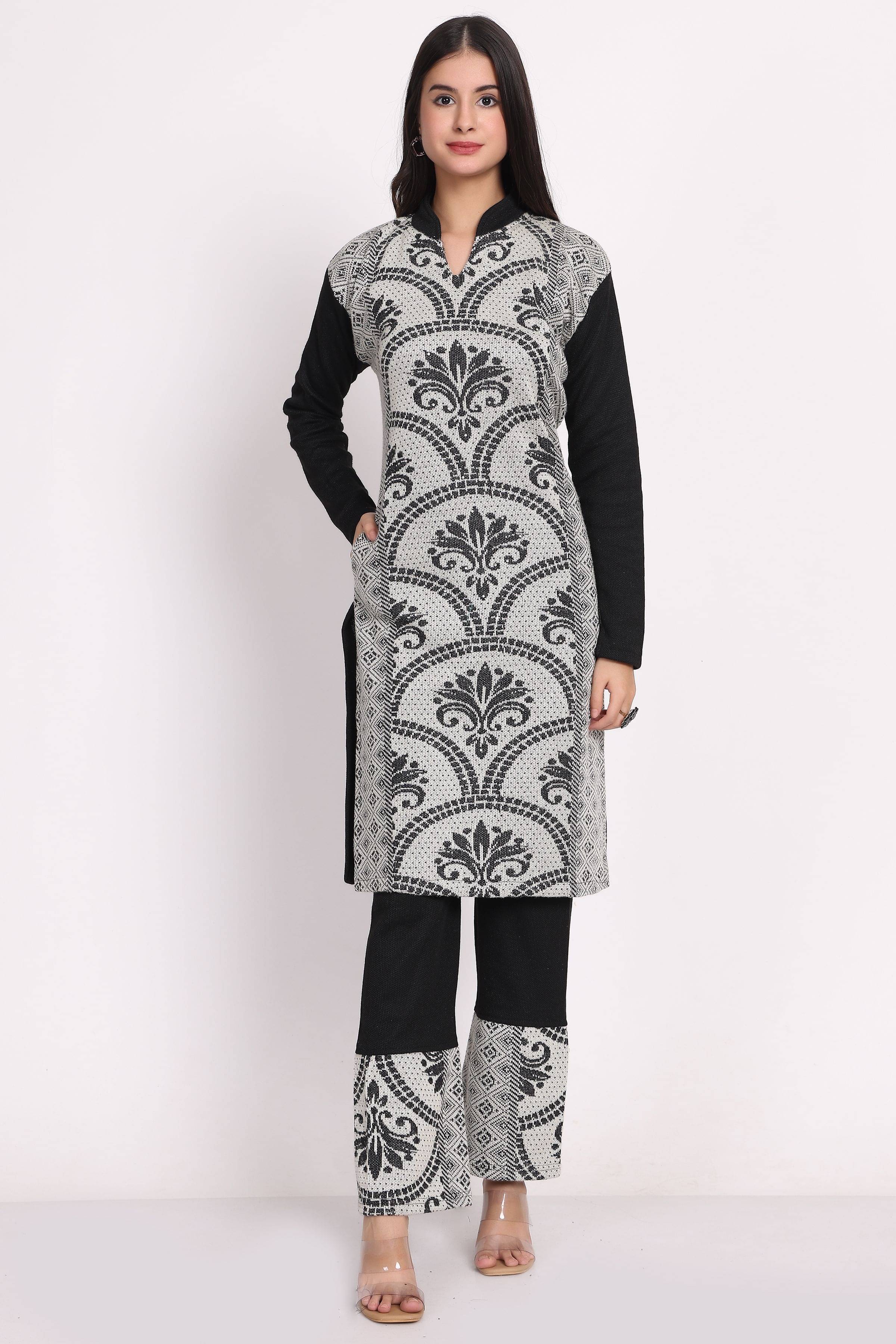     			BLUSHH COLLECTION Women Woollen Printed Straight Kurti With Palazzo ( Multicolor 5 )