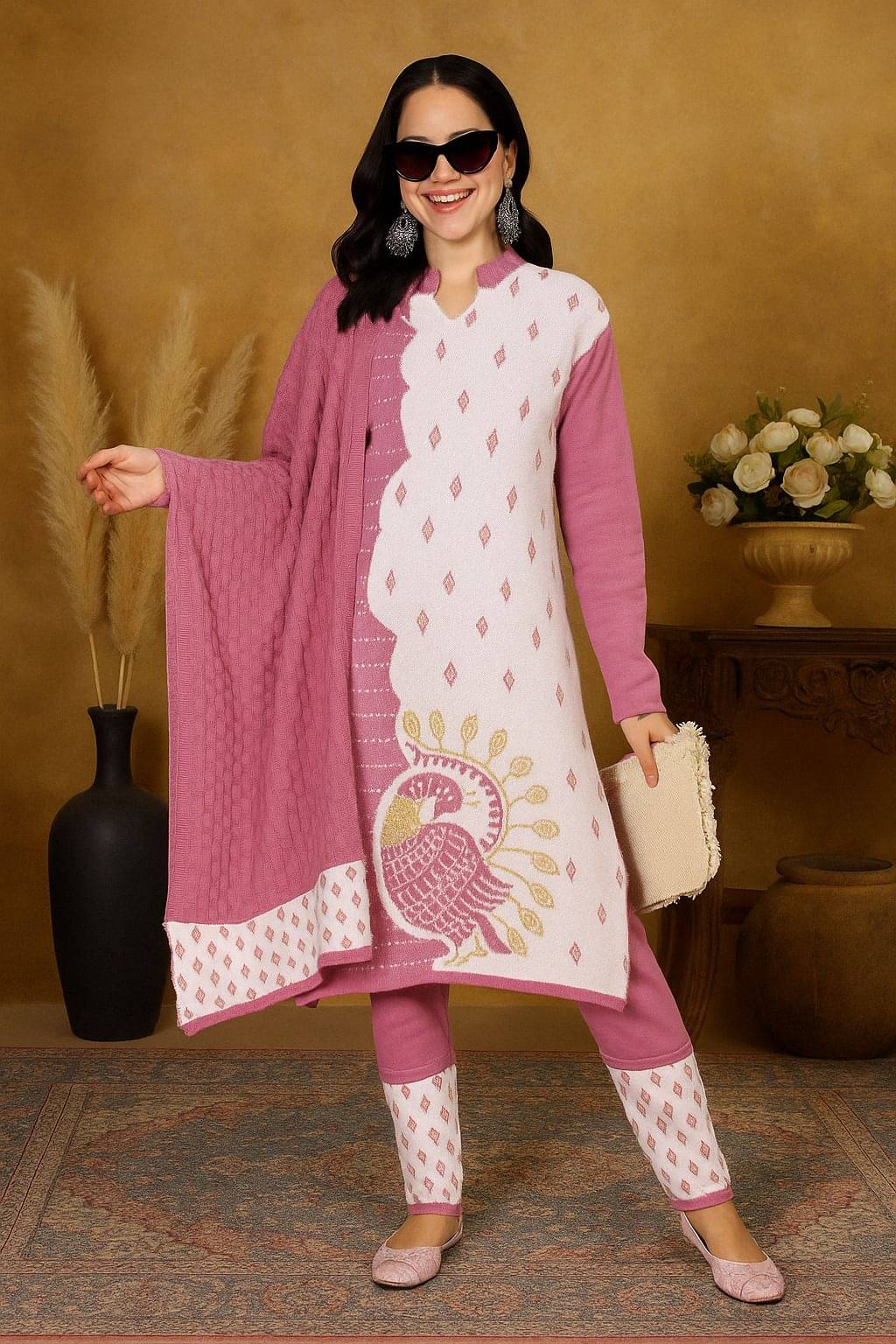     			BLUSHH COLLECTION Women Woollen Printed Straight Kurti With Pants ( Multicolor 3 )