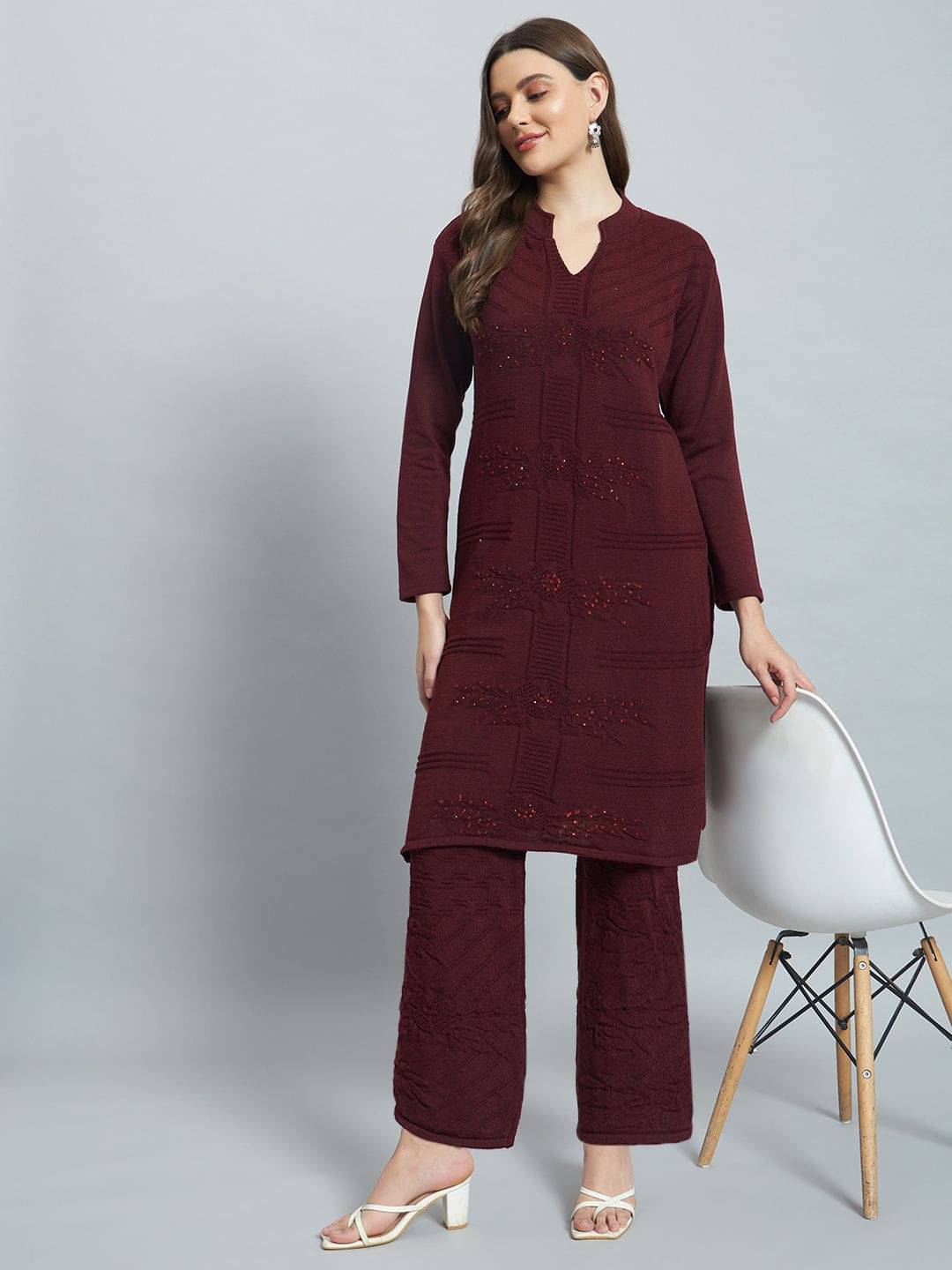 BLUSHH COLLECTION Women Woollen Printed Straight Kurti With Palazzo ( Multicolor 1 ) BLUSHH COLLECTION Women Woollen Printed Straight Kurti With Palazzo ( Multicolor 1 )