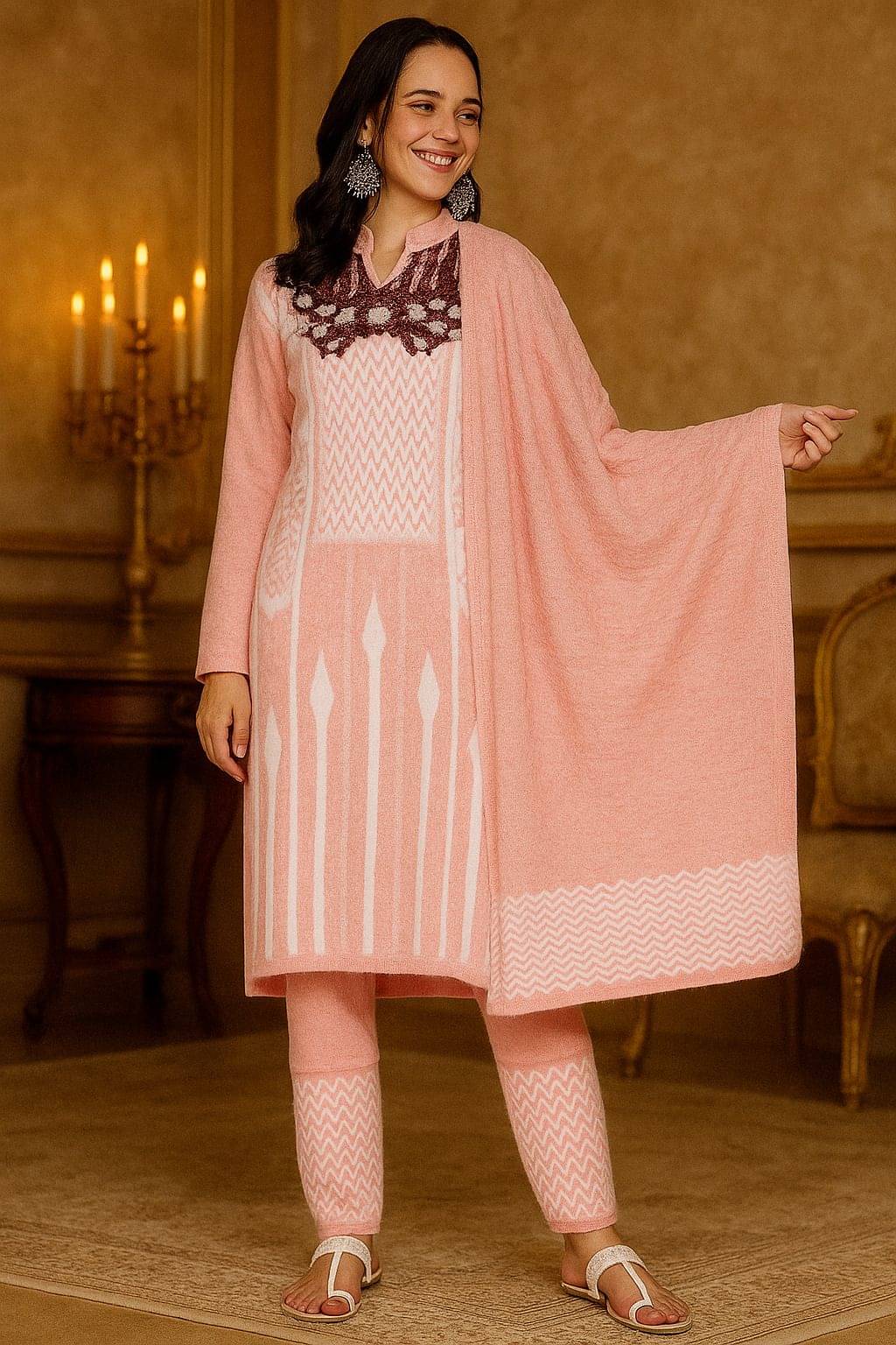     			BLUSHH COLLECTION Women Woollen Printed Straight Kurti With Pants ( Multicolor 1 )