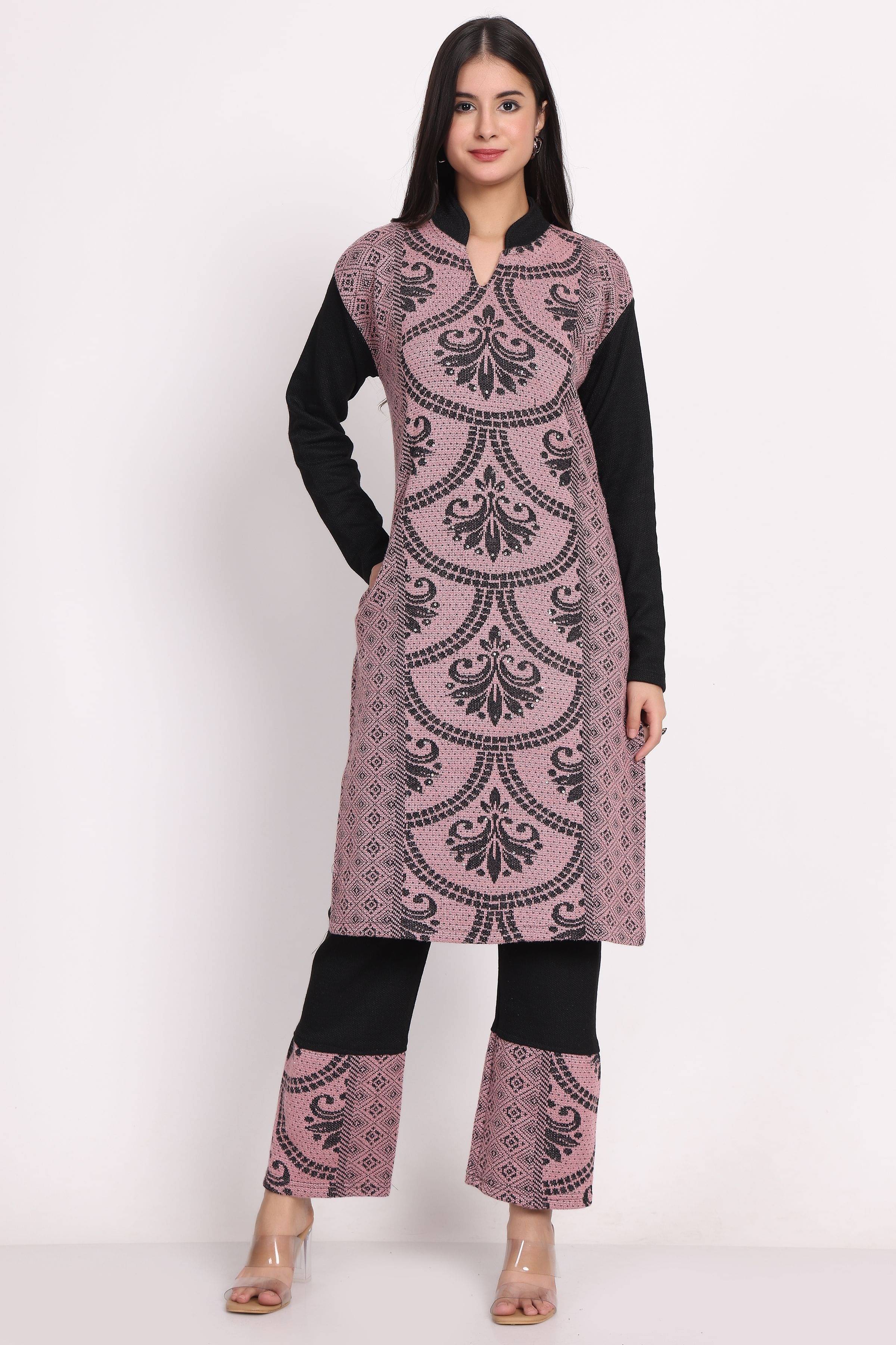 BLUSHH COLLECTION Women Woollen Printed Straight Kurti With Palazzo ( Multicolor 2 ) BLUSHH COLLECTION Women Woollen Printed Straight Kurti With Palazzo ( Multicolor 2 )