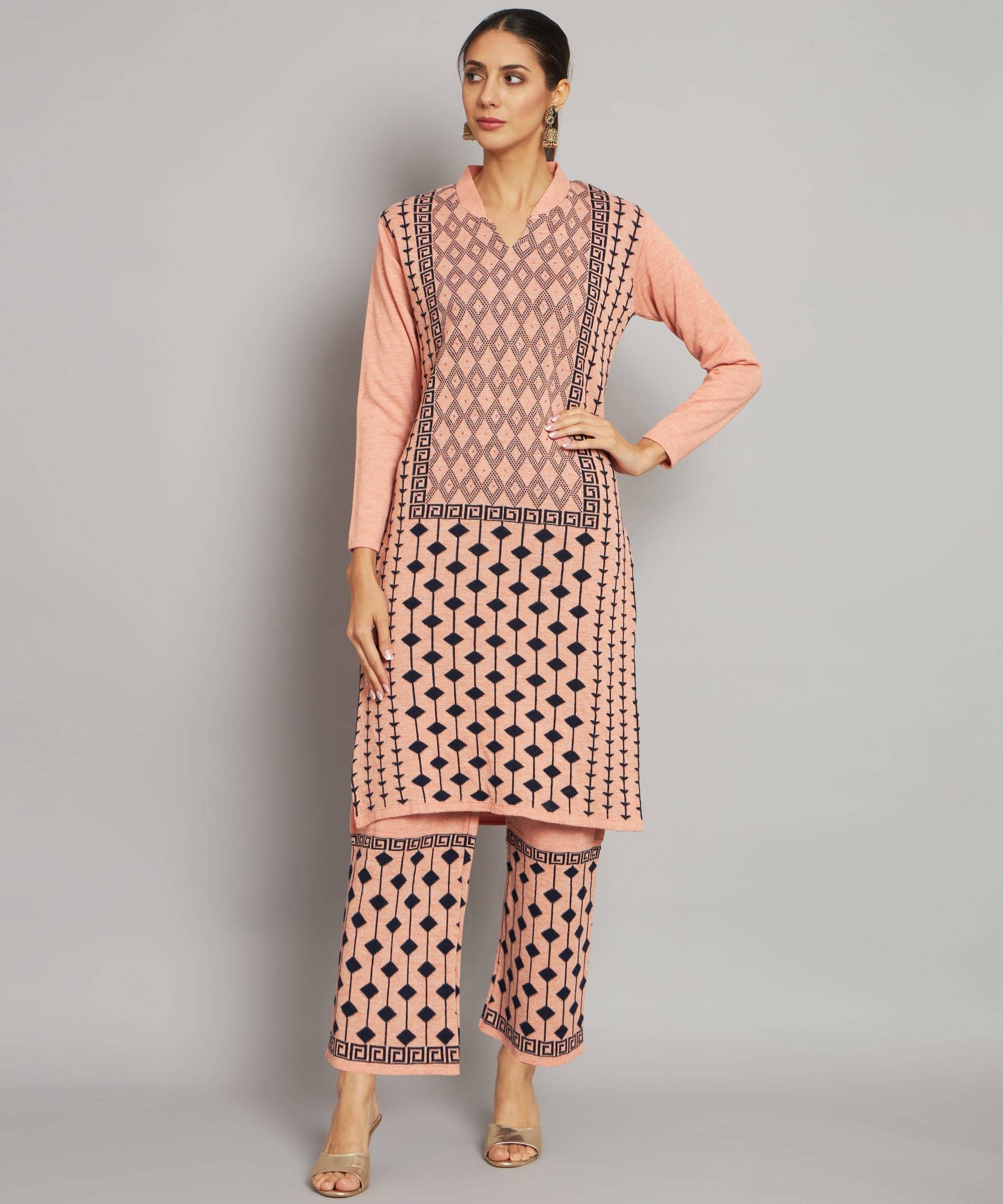 BLUSHH COLLECTION Women Woollen Printed Straight Kurti With Palazzo ( Multicolor 4 ) BLUSHH COLLECTION Women Woollen Printed Straight Kurti With Palazzo ( Multicolor 4 )