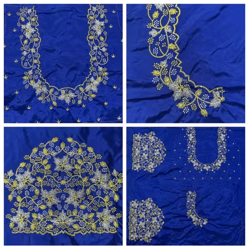 Chandrika Fashion1 Art Silk Unstitched Round Neck Women's Blouse ( Blue ) Chandrika Fashion1 Art Silk Unstitched Round Neck Women's Blouse ( Blue )