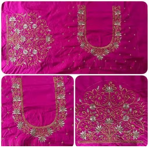     			Chandrika Fashion1 Art Silk Unstitched Round Neck Women's Blouse ( Pink )