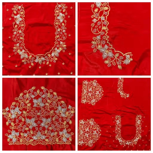 Chandrika Fashion1 Art Silk Unstitched Round Neck Women's Blouse ( Red )     			Chandrika Fashion1 Art Silk Unstitched Round Neck Women's Blouse ( Red )