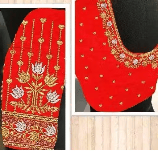     			Chandrika Fashion1 Art Silk Unstitched Round Neck Women's Blouse ( Red )