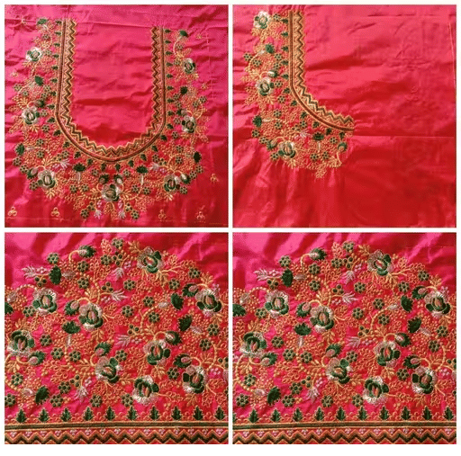     			Chandrika Fashion1 Art Silk Unstitched Round Neck Women's Blouse ( Pink )