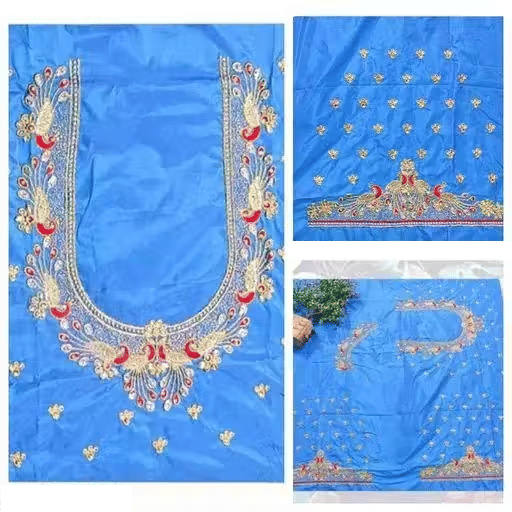 Chandrika Fashion1 Art Silk Unstitched Round Neck Women's Blouse ( Blue )     			Chandrika Fashion1 Art Silk Unstitched Round Neck Women's Blouse ( Blue )