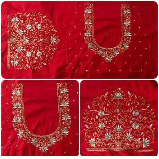 Chandrika Fashion1 Art Silk Unstitched Round Neck Women's Blouse ( Red )     			Chandrika Fashion1 Art Silk Unstitched Round Neck Women's Blouse ( Red )