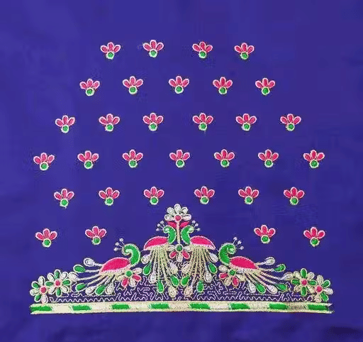 Chandrika Fashion1 Art Silk Unstitched Round Neck Women's Blouse ( Blue )     			Chandrika Fashion1 Art Silk Unstitched Round Neck Women's Blouse ( Blue )