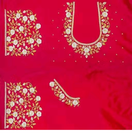 Chandrika Fashion1 Art Silk Unstitched Round Neck Women's Blouse ( Red )     			Chandrika Fashion1 Art Silk Unstitched Round Neck Women's Blouse ( Red )