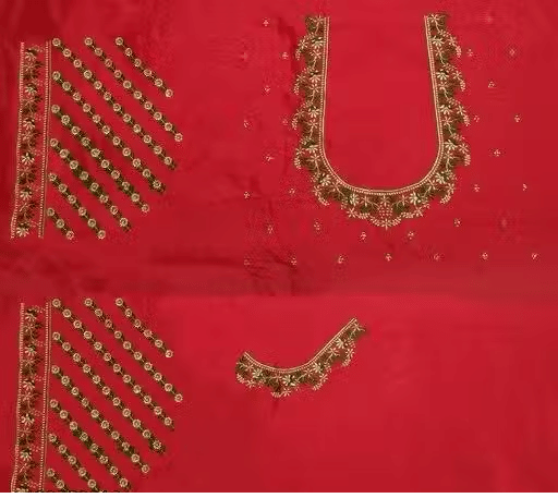 Chandrika Fashion1 Art Silk Unstitched Round Neck Women's Blouse ( Red ) Chandrika Fashion1 Art Silk Unstitched Round Neck Women's Blouse ( Red )