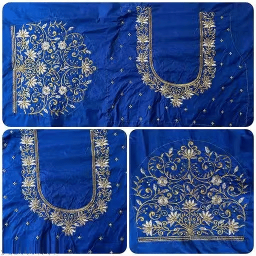 Chandrika Fashion1 Art Silk Unstitched Round Neck Women's Blouse ( Blue )     			Chandrika Fashion1 Art Silk Unstitched Round Neck Women's Blouse ( Blue )