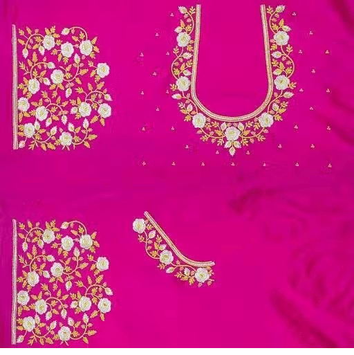 Chandrika Fashion1 Art Silk Unstitched Round Neck Women's Blouse ( Pink )     			Chandrika Fashion1 Art Silk Unstitched Round Neck Women's Blouse ( Pink )