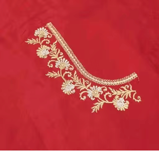 Chandrika Fashion1 Art Silk Unstitched Round Neck Women's Blouse ( Red )     			Chandrika Fashion1 Art Silk Unstitched Round Neck Women's Blouse ( Red )