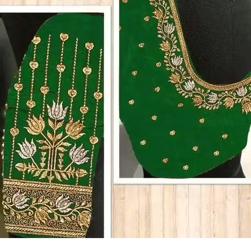     			Chandrika Fashion1 Art Silk Unstitched Round Neck Women's Blouse ( Green )