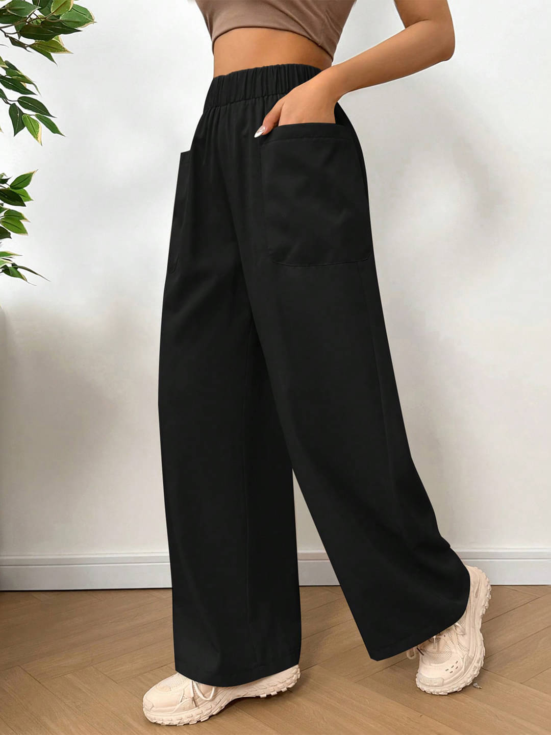     			DE TRENDZ Women Cotton Casual Trousers ( Black )