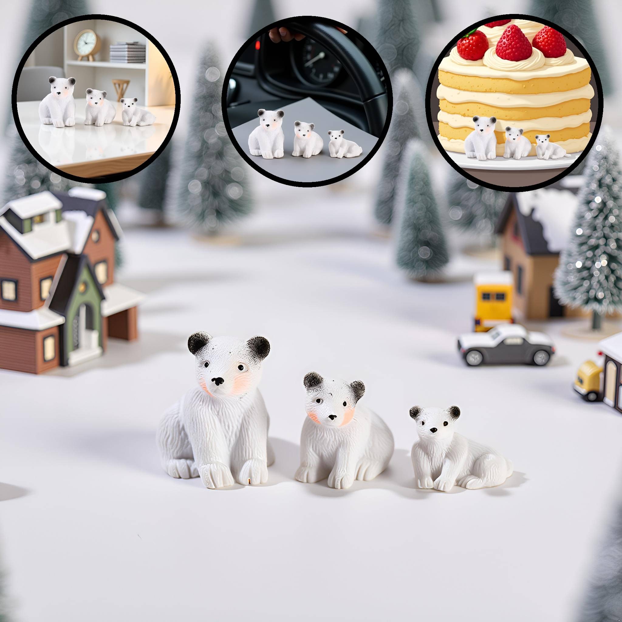     			Dealseven Fashion 3 Piece of Polar Bear Doll figurines Showpiece