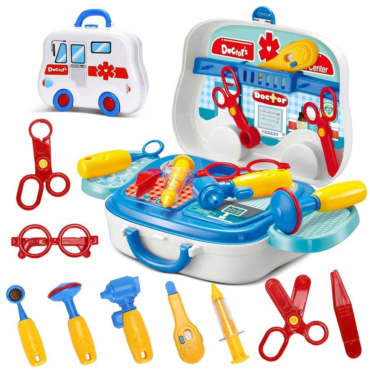 Doctor Set Toys for Girls Boys | Doctor Toys for Kids | Portable Medical Clinic Suitcase | Doctor Set Pretend Play Learning Toy { Made in India } Multicolor Doctor Set Toys for Girls Boys | Doctor Toys for Kids | Portable Medical Clinic Suitcase | Doctor Set Pretend Play Learning Toy { Made in India } Multicolor