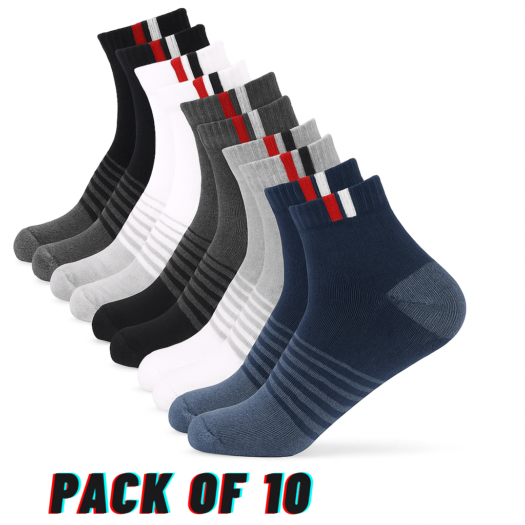Escape Tribe Pack of 10 Men's Cotton Ankle Length Socks ( Multicolor )     			Escape Tribe Pack of 10 Men's Cotton Ankle Length Socks ( Multicolor )