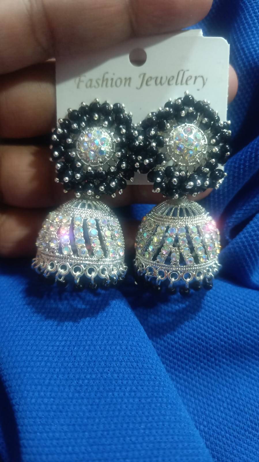     			FASHION GALAXY STORE Black Jhumki Earrings ( Pack of 1 )
