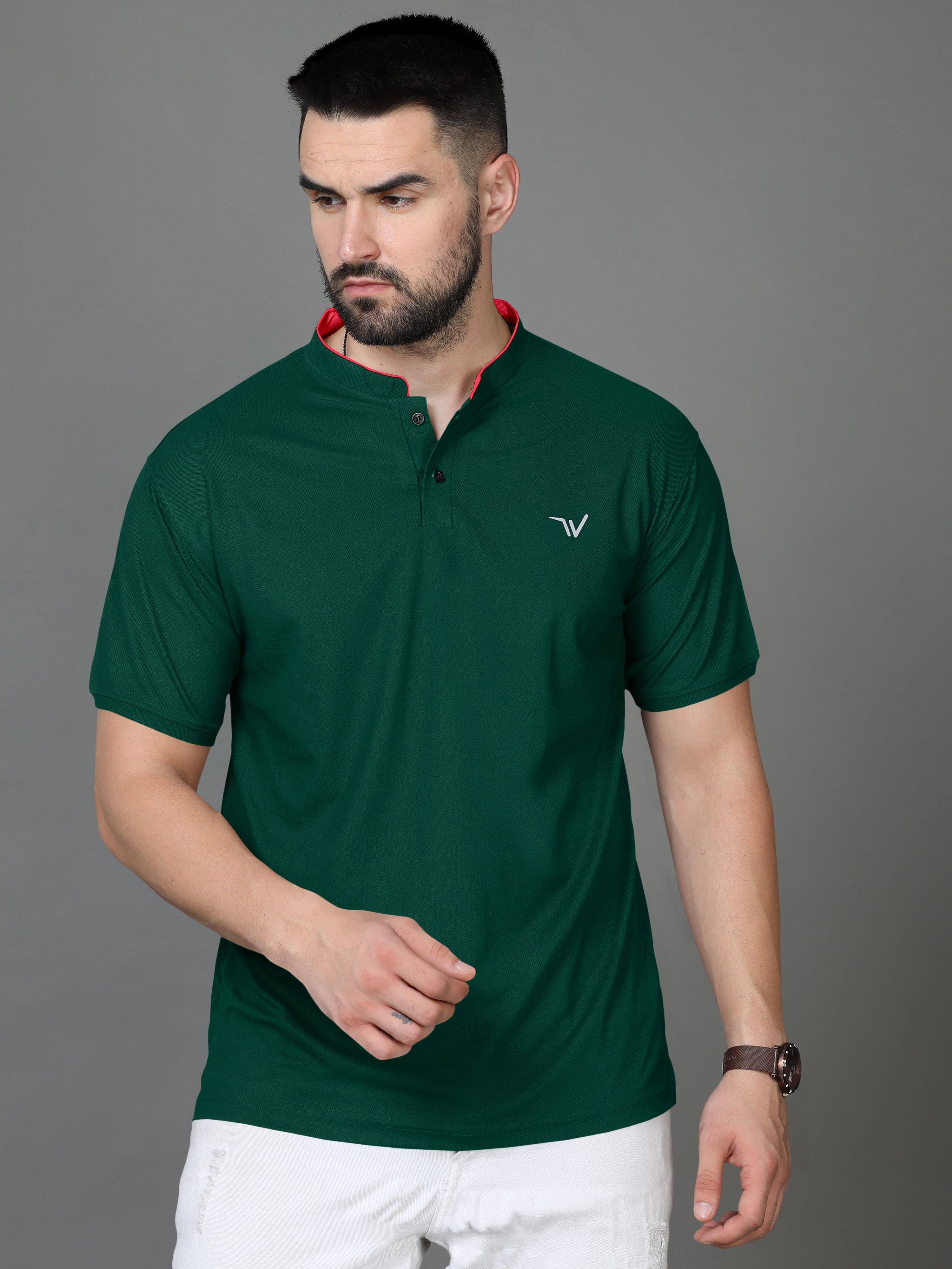 Fabzy Men Cotton Blend Regular Fit Solid T-Shirt ( Dark Green )     			Fabzy Men Cotton Blend Regular Fit Solid T-Shirt ( Dark Green )