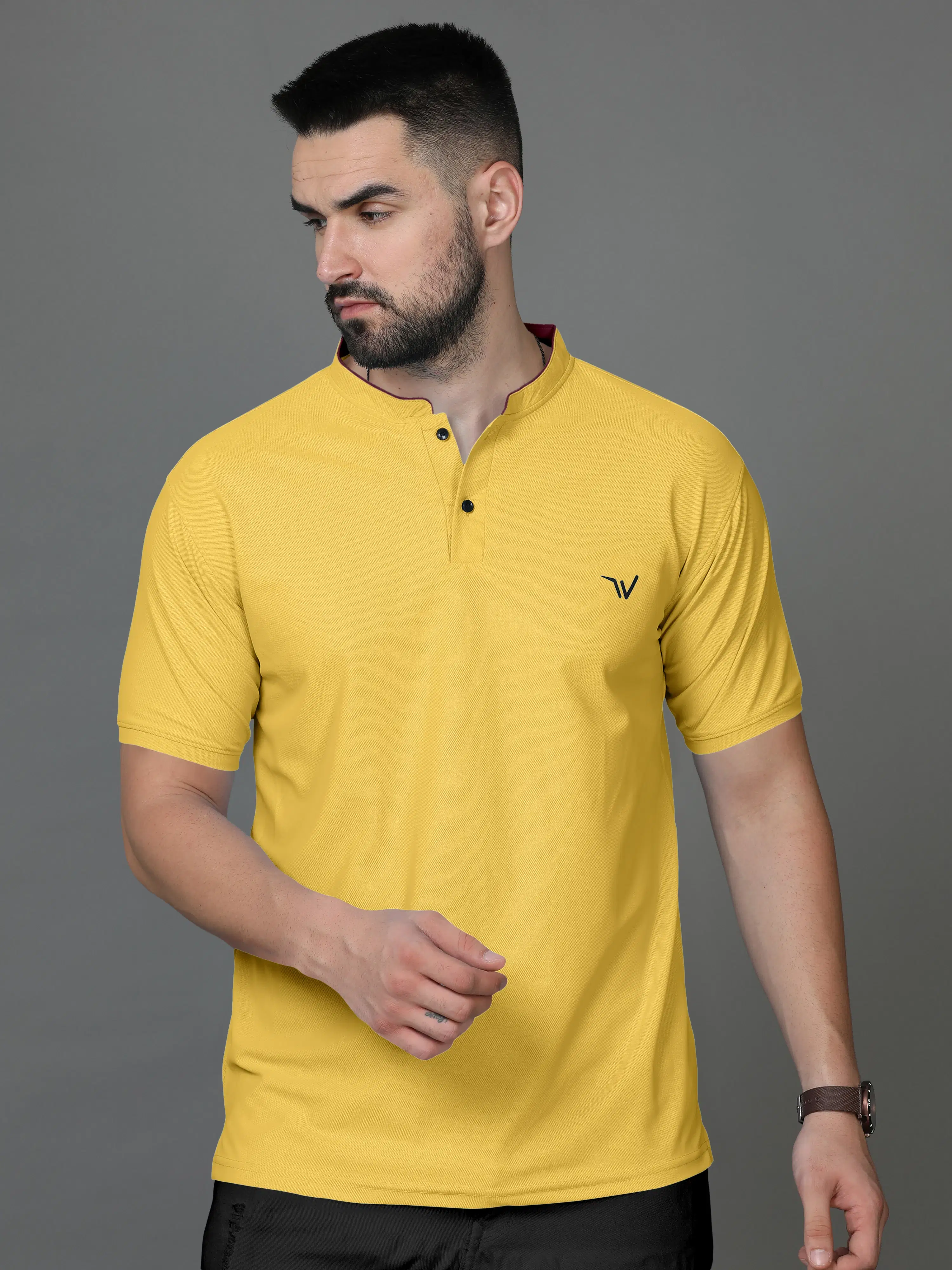     			Fabzy Men Cotton Blend Regular Fit Solid T-Shirt ( Yellow )